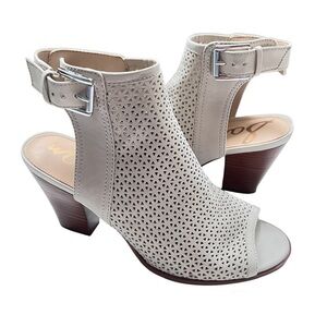 Sam Edelman Henri Light Gray Perforated Leather Open Toe Ankle Booties Size 9/39